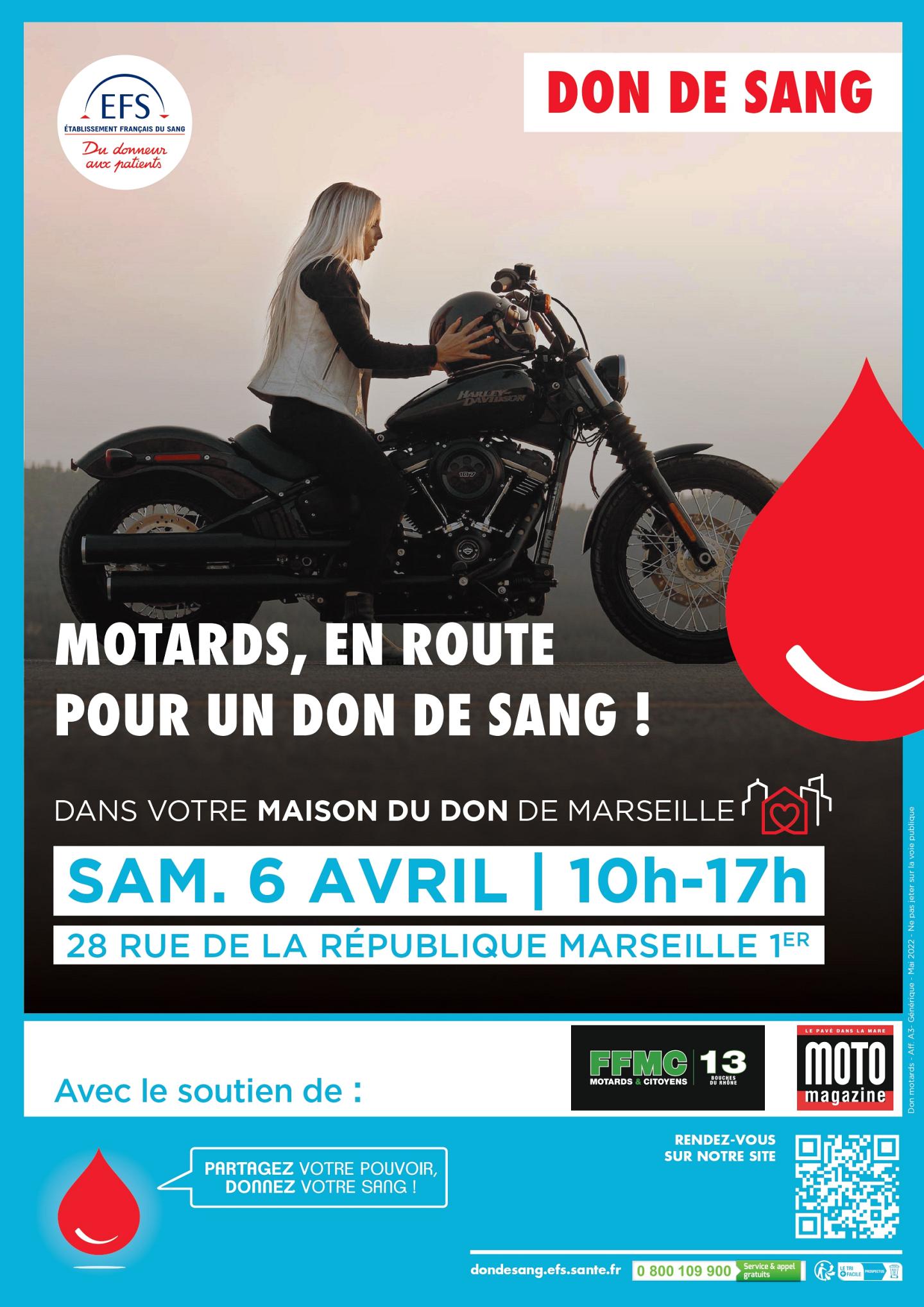 Don de sang à Marseille le samedi 6 avril 2024